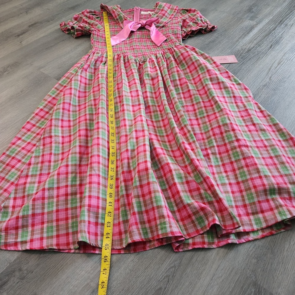 Ivy City Alice Dress L Rosewood Tartan Plaid Bow Smocked Coquette Holiday Preppy - Picture 12 of 15
